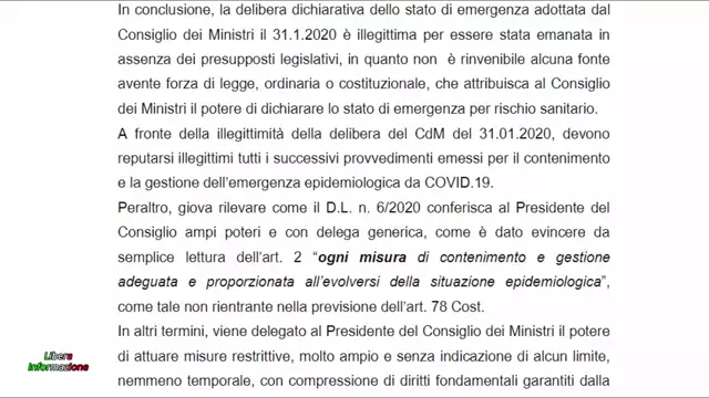 STATO DI EMERGENZA SANITARIA DICHIARATO ILLEGITTIMO - Storica sentenza del Tribunale di Pisa
