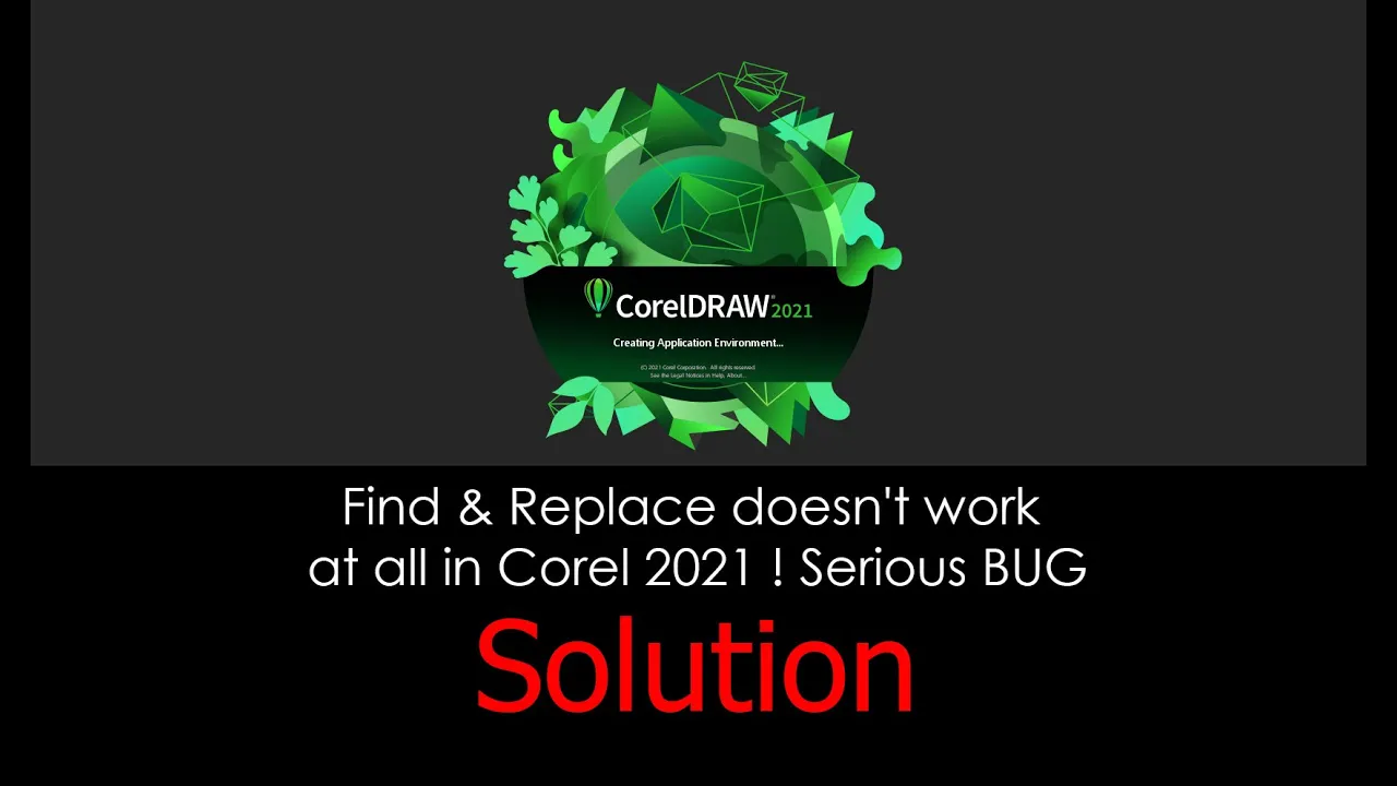 Corel 2021, CorelDRAW 2021, Find & Replace Error, Error, J Vision,