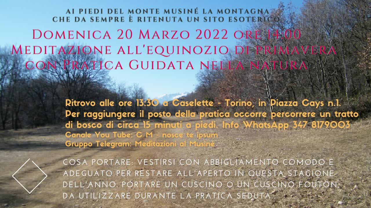 Meditazione al Musiné all'Equinozio di Primavera - Domenica 20 Marzo 2022 H 14:00 Caselette - Torino